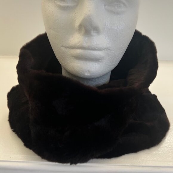 Plein Sud Real Fur Neck Warmer/Collar, Black/Pull on Style - Picture 1 of 4